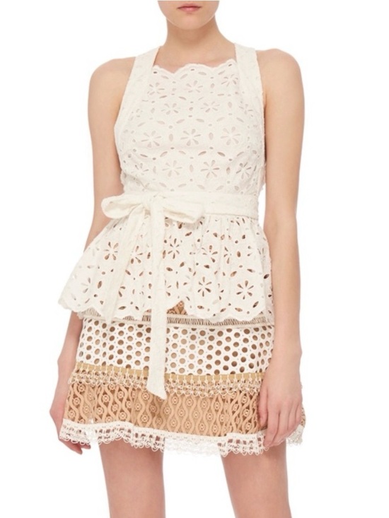 Zimmermann Tops - Zimmermann Cream Eyelet Tie-Waist Halter Top - SIZE 1